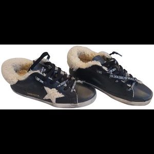 Golden Goose Black Shearling Superstar - size 7